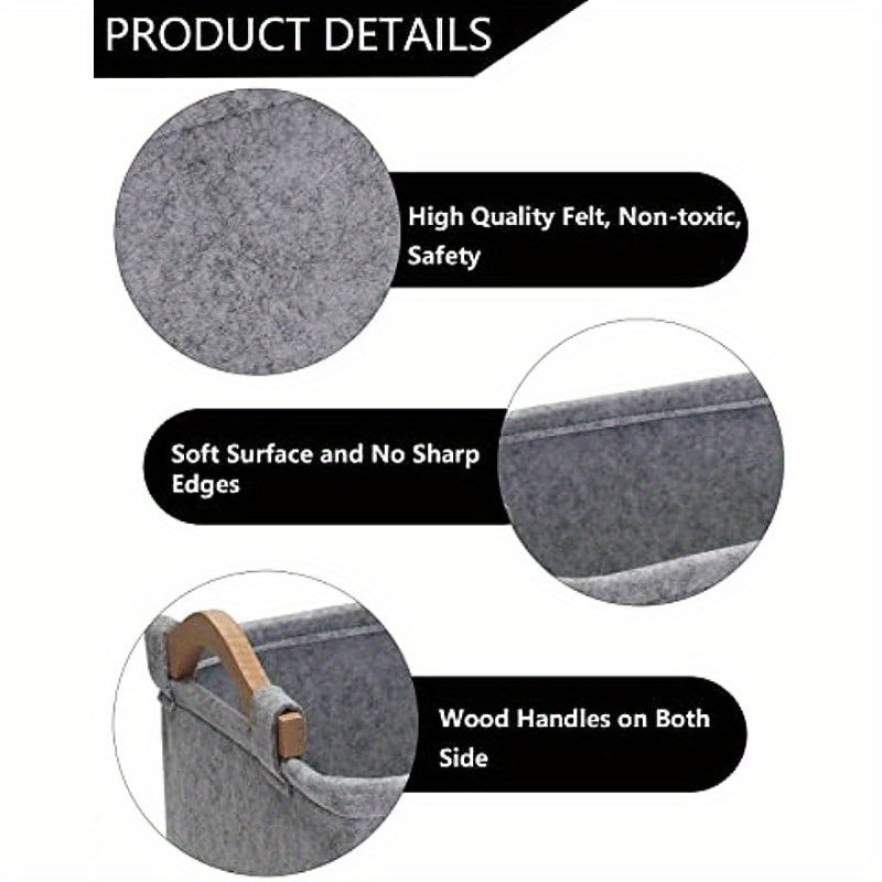 Pet Toy Box - Dark Grey Felt Storage Basket Chest Organizer for Dogs - Keep Your Home Tidy and Organized