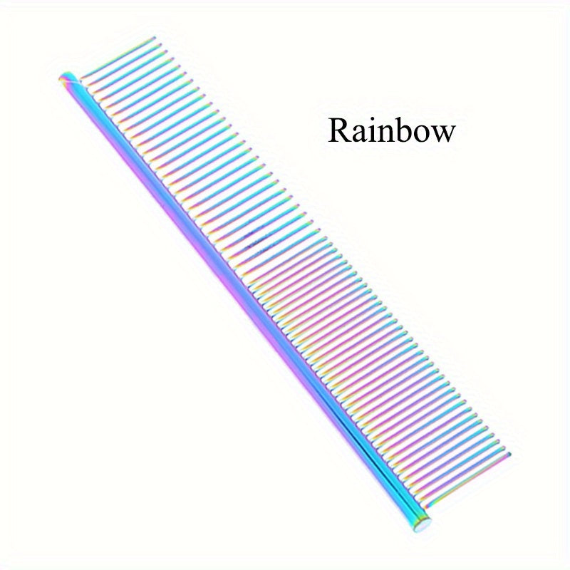 Colorful Stainless Steel Pet Grooming Comb - Effortlessly Detangles Fur - Comfortable Grip for Dogs & Cats