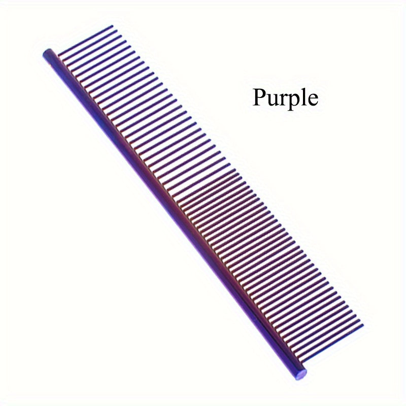 Colorful Stainless Steel Pet Grooming Comb - Effortlessly Detangles Fur - Comfortable Grip for Dogs & Cats