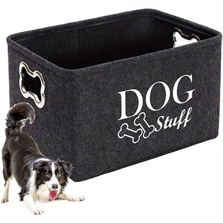 1pc Felt Pet Toy Box, Dog Toy Box, Storage Basket Chest Organizer - Perfect for Organizing Pet Toys, Blankets, Leashes And Food