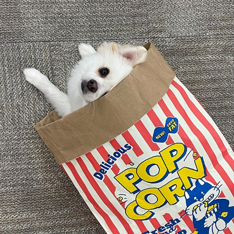 Interactive Popcorn Bag Pet Toy for Cats and Dogs - Durable and Fun Stress-Relief Plaything, Non-Toxic Material, No Batteries Required