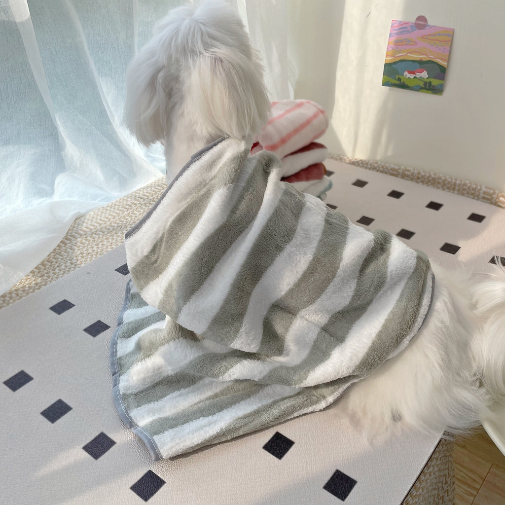 Ultra-Soft Coral Velvet Pet Towel - Striped, Absorbent Bath & Grooming Cloth For Dogs And Cats Dog Bath Accessories Pet Grooming Hammock