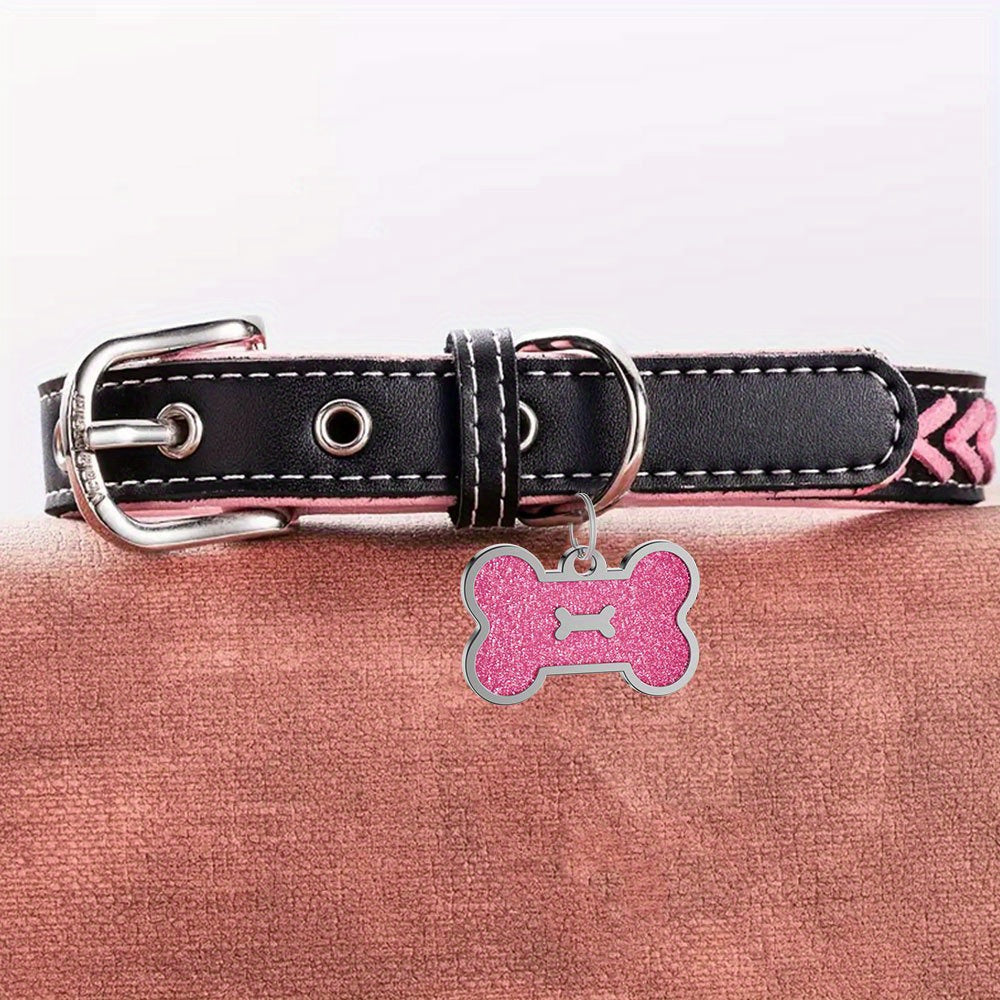 Personalized Dog Tags for Pets Carved Dog Name Tags Sparkles Bone Shape Cat And Dog Name Tags, Anti-stray