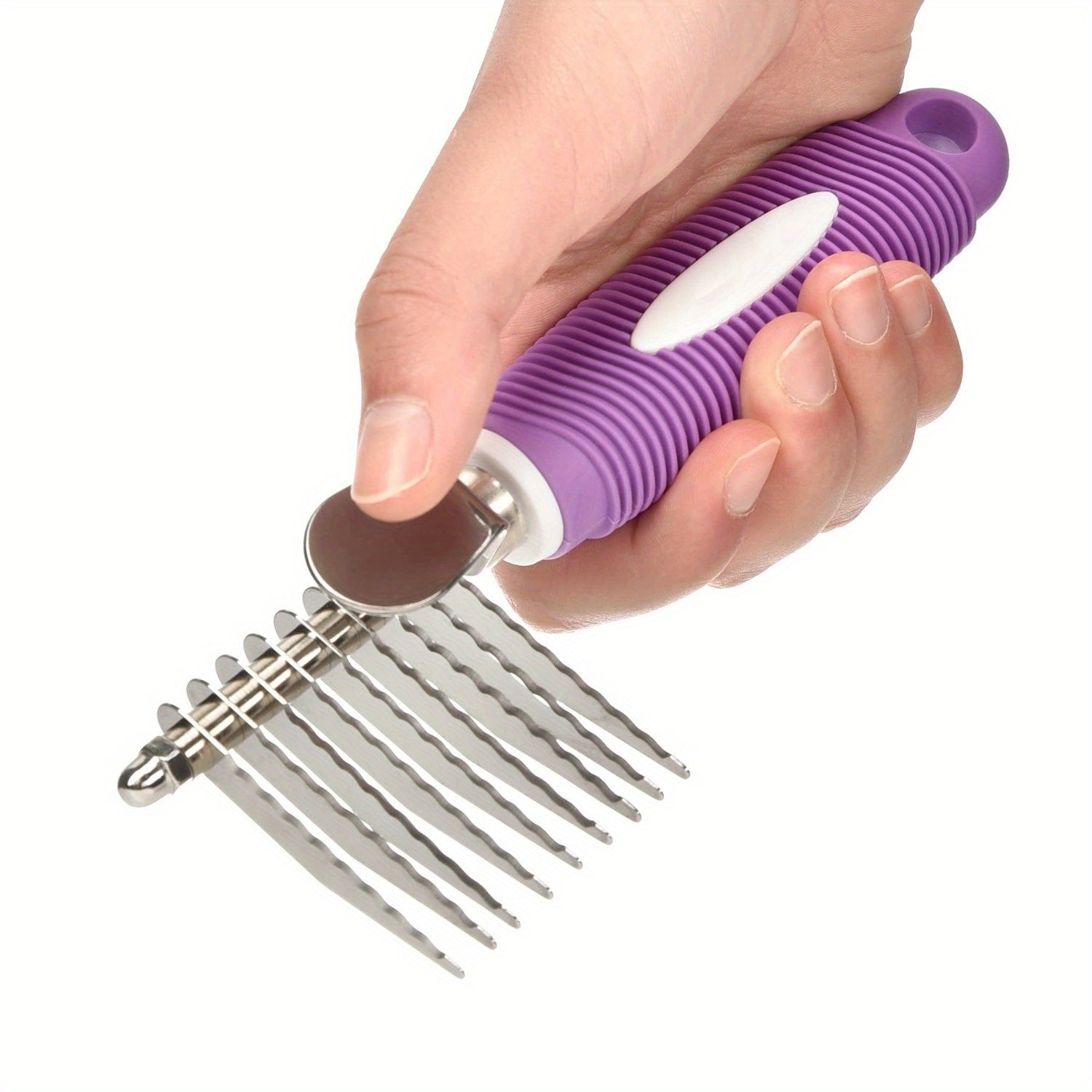 1pc Dematting Fur Rake Comb Brush Tool for Dogs & Cats with Extra Long Stainless Steel Safety Blades for Removing Knots, Mats & Tangles - Pet Grooming Deshedding Brush Tool with Anti-Slip Grip