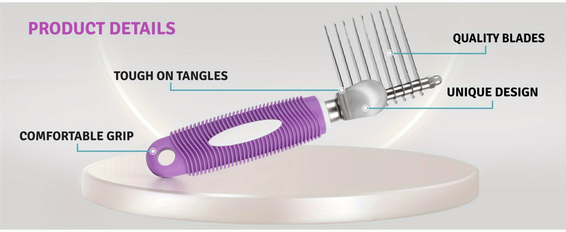 1pc Dematting Fur Rake Comb Brush Tool for Dogs & Cats with Extra Long Stainless Steel Safety Blades for Removing Knots, Mats & Tangles - Pet Grooming Deshedding Brush Tool with Anti-Slip Grip