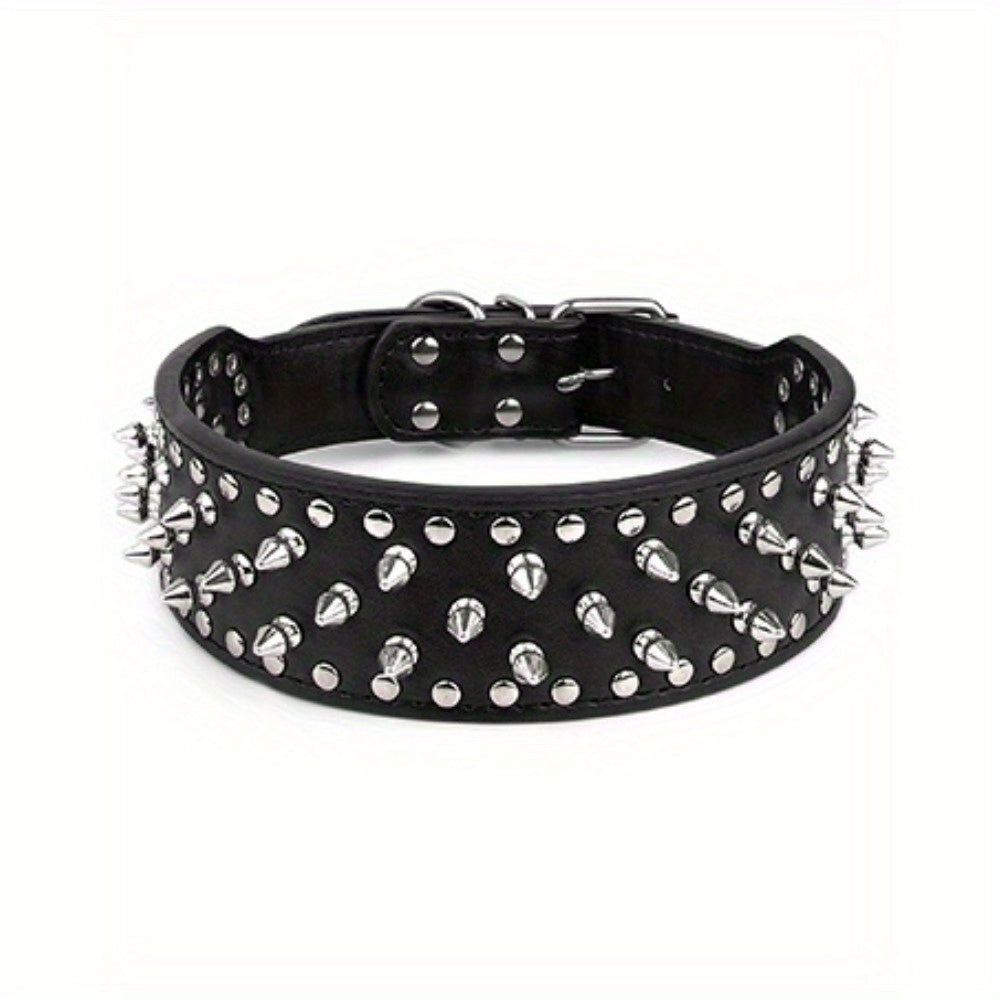 [Golden Spiked Collar] Epesiri Wide Golden Spiked Dog Collar | Adjustable Durable Spike Studded Pet Collar for Pitbull Mastiff Bulldog Pugs Husky Rottweiler