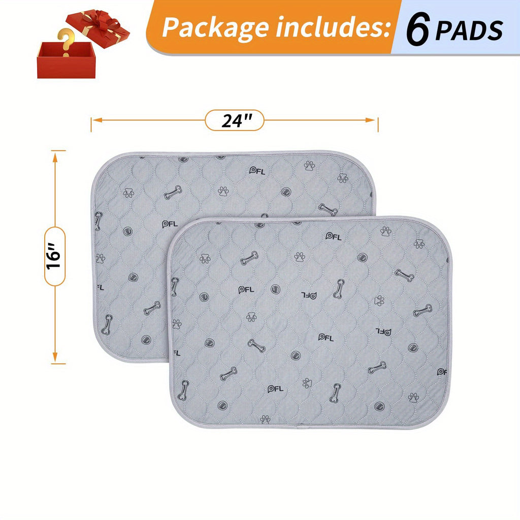 Washable & Reusable Dog Pee Pads - Leakproof Puppy Training Pads with Non-Slip Bottom, Quick-Absorbent Washable Layers & Bone Print Design (Grey/White) for Crate, Potty Training,, Post-Surgery - Multi-Use Pet Bed, Kennel