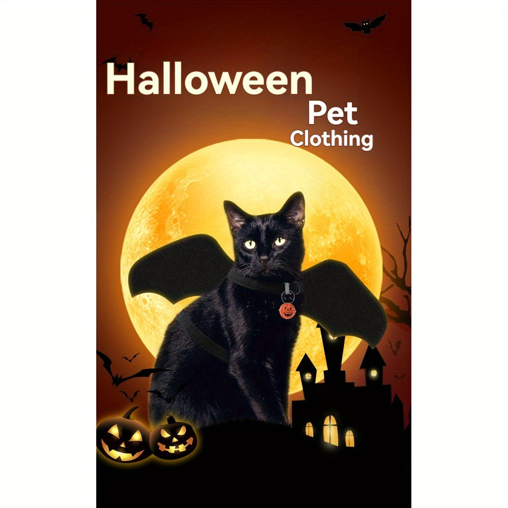 Halloween Bat Wings Pet Harness with Matching Leash for Cats & Small Dogs - Adjustable Polyester Costume with Dry Clean Only Instruction