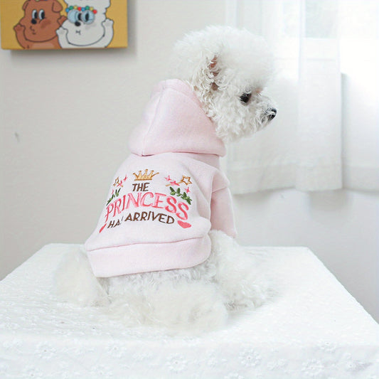 Princess-Themed Hoodie for Pets, 100% Polyester, All-Season Knit Fabric Dog Hooded Sweatshirt, Pullover Design, with Hand Wash Only, for Small Breeds, Ideal Christmas Gift