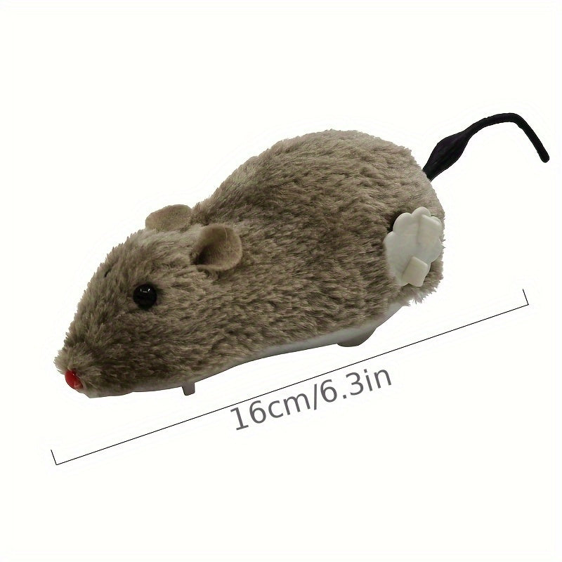 1pc Plush Wind-Up Mouse Toy for Small Dog and Cat Play - Clockwork Mechanism, No Batteries Needed, Interactive Pet Toy with Realistic Movement