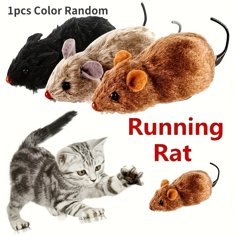 1pc Plush Wind-Up Mouse Toy for Small Dog and Cat Play - Clockwork Mechanism, No Batteries Needed, Interactive Pet Toy with Realistic Movement