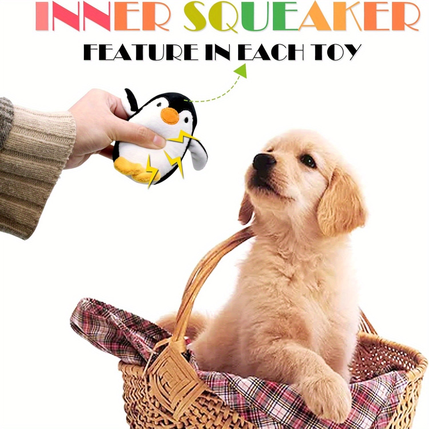 SHARLOVY Dog Squeaky Toys, Stuffed Animal Puppy Toys, Cute Chew Toys for Dog Teething Toys, Pet Toys for Small to Medium Dogs, Soft Dog Toys, Plush Dog Toy Pack 12in Gift Box