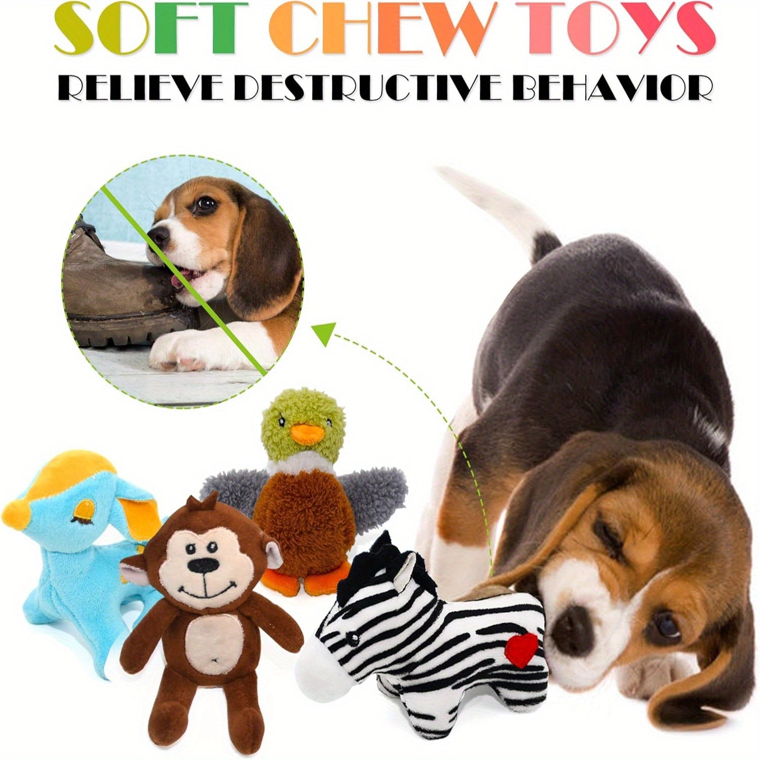 SHARLOVY Dog Squeaky Toys, Stuffed Animal Puppy Toys, Cute Chew Toys for Dog Teething Toys, Pet Toys for Small to Medium Dogs, Soft Dog Toys, Plush Dog Toy Pack 12in Gift Box