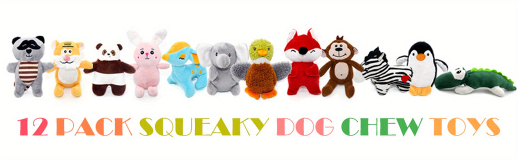 SHARLOVY Dog Squeaky Toys, Stuffed Animal Puppy Toys, Cute Chew Toys for Dog Teething Toys, Pet Toys for Small to Medium Dogs, Soft Dog Toys, Plush Dog Toy Pack 12in Gift Box
