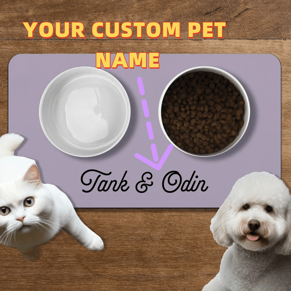 [Personalized Pet Feeding Mat] Personalized High-Quality PU Pet Feeding Mat - Custom Laser Engraved Design with Pattern for Comfortable Dining Experience