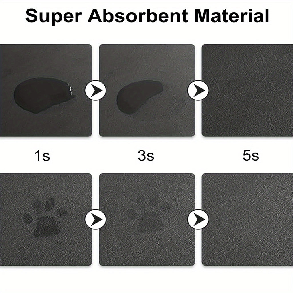 1pc Wooden Board Cat Footprint Pet Feeding Mat, Polyester Material Pet Feeding Floor Mat, Non-slip Quick-drying Absorbent Floor Mat, Cat Dog Food and Water Bowl Mat, Dog Water Dispenser Mat, Cat Dog Accessories Pet Supplies,
