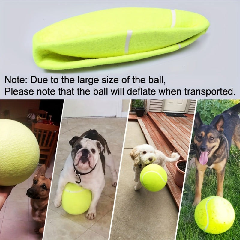 1pc Interactive Giant 9.5" Dog Tennis Ball -Durable, Bouncy, Training Aid For Small To Medium Breeds, Pet Toys Funny Outdoor Sports Ball, Encouraging Active Playtime And Exercise, Perfect For Pet Owners Shipped Deflated