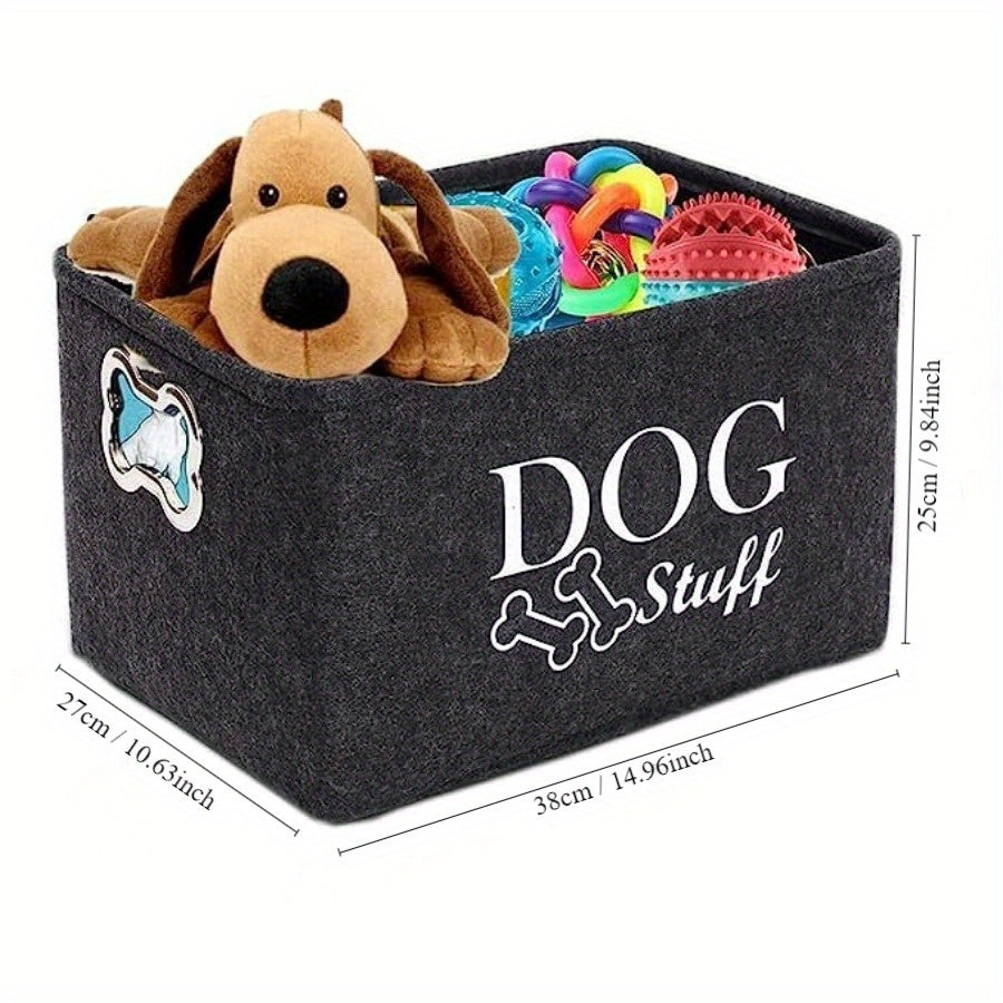 [1 Pet Storage Box Organizer] 1pc Pet Toy Storage Box, Felt Dog Toy Organizer, Durable And Portable Dog Toy Holder
