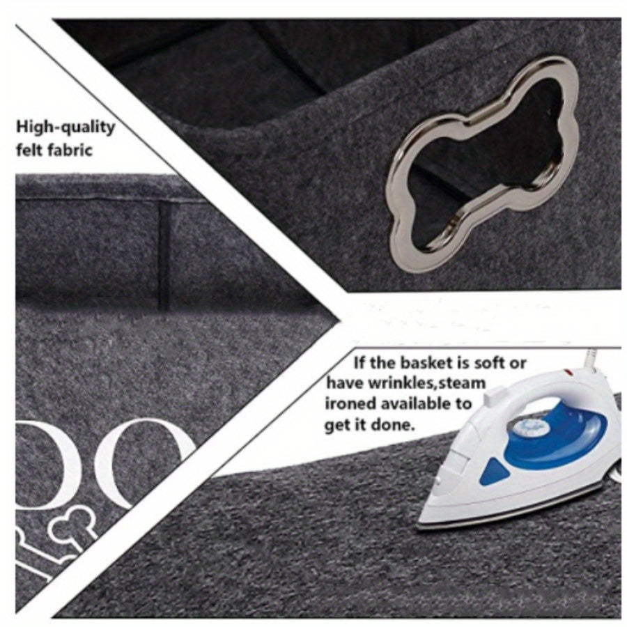 [1 Pet Storage Box Organizer] 1pc Pet Toy Storage Box, Felt Dog Toy Organizer, Durable And Portable Dog Toy Holder