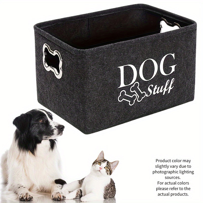 [1 Pet Storage Box Organizer] 1pc Pet Toy Storage Box, Felt Dog Toy Organizer, Durable And Portable Dog Toy Holder