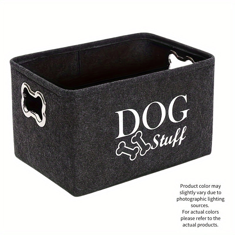 [1 Pet Storage Box Organizer] 1pc Pet Toy Storage Box, Felt Dog Toy Organizer, Durable And Portable Dog Toy Holder