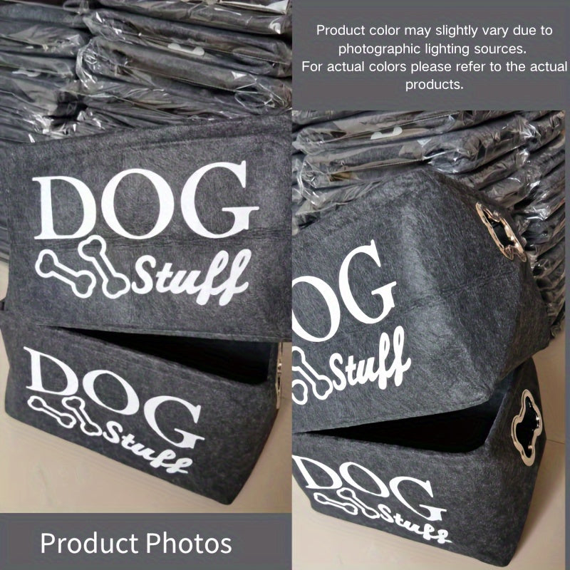 [1 Pet Storage Box Organizer] 1pc Pet Toy Storage Box, Felt Dog Toy Organizer, Durable And Portable Dog Toy Holder