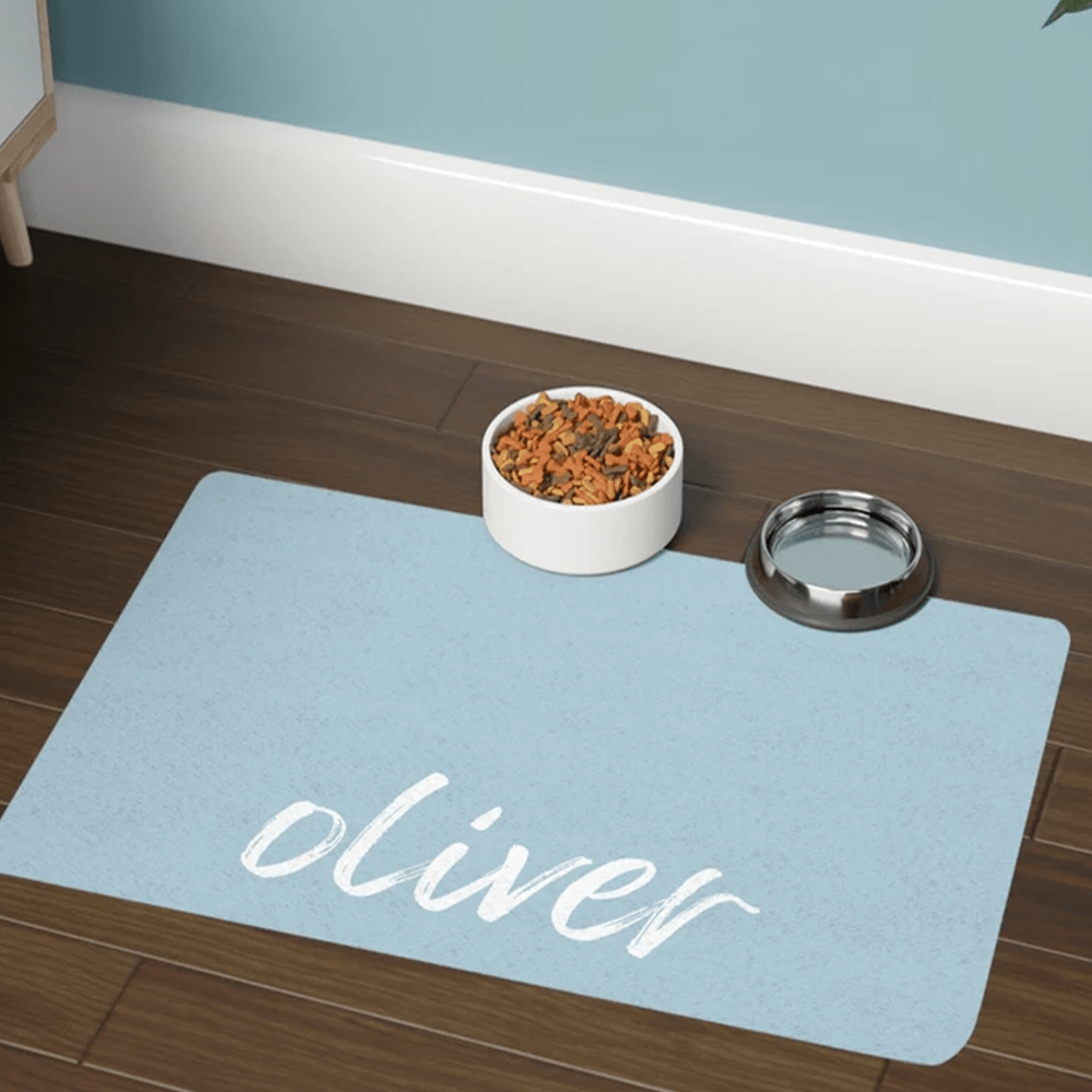 Customizable Pet Feeding Mat with Laser Engraving - Personalized "Simba" Design, Durable & Stylish Dog Bowl Placemat for Pet Owners