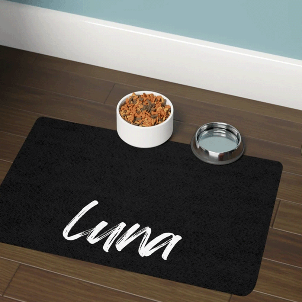 Customizable Pet Feeding Mat with Laser Engraving - Personalized "Simba" Design, Durable & Stylish Dog Bowl Placemat for Pet Owners