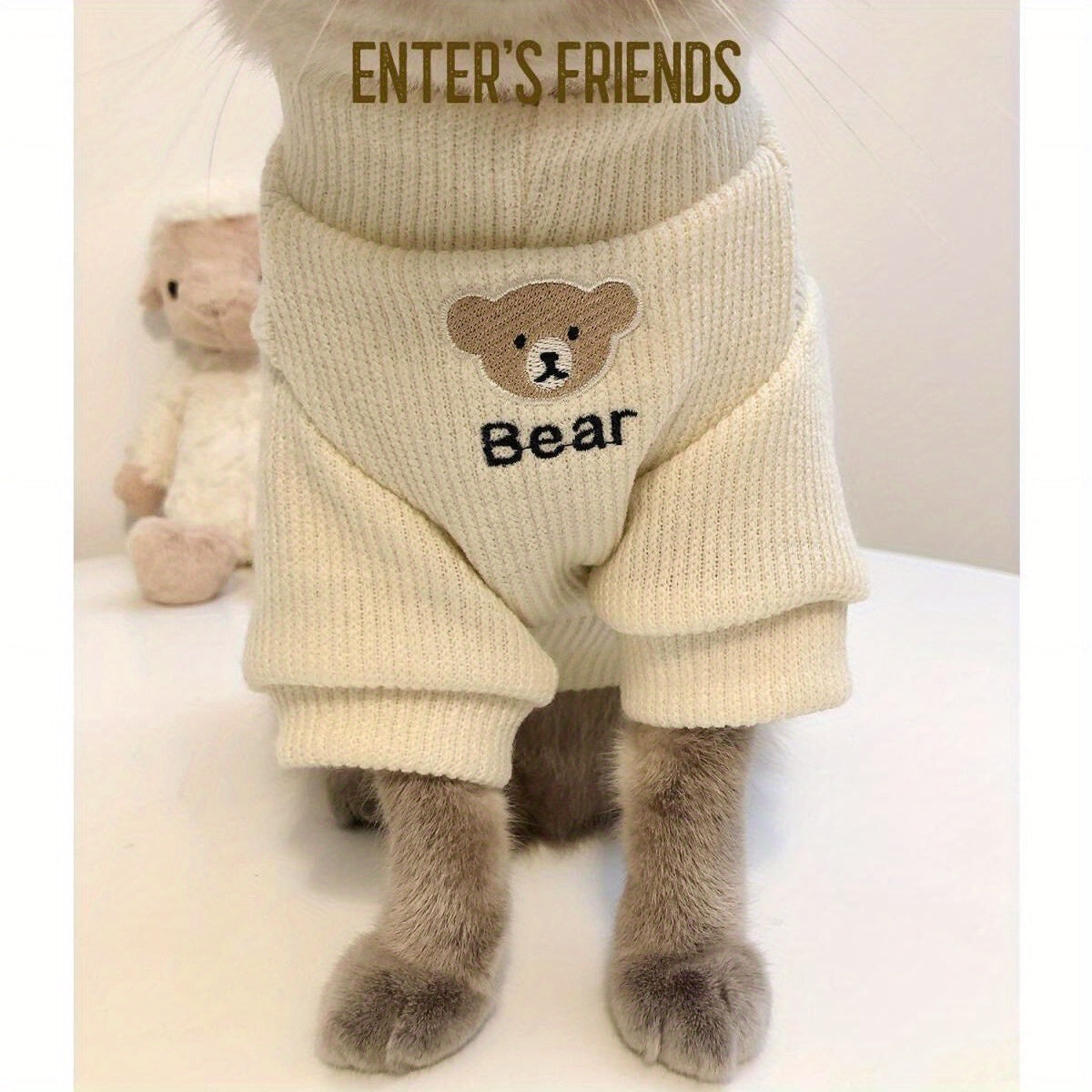 Cozy Fleece Cat Hoodie - Cute Blue Kitten Sweater, Anti-Shedding Pet Apparel for Small to Medium Breeds