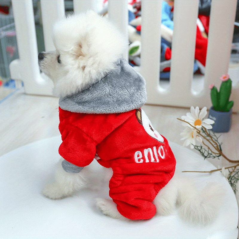 Small Breeds Warm Fleece-Lined Cuddle Comfort Dog Jumpsuit - Cozy Winter Pet Apparel with Snap Button Closure