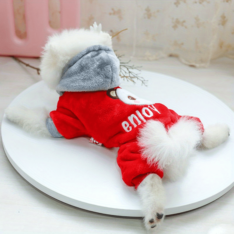 Small Breeds Warm Fleece-Lined Cuddle Comfort Dog Jumpsuit - Cozy Winter Pet Apparel with Snap Button Closure