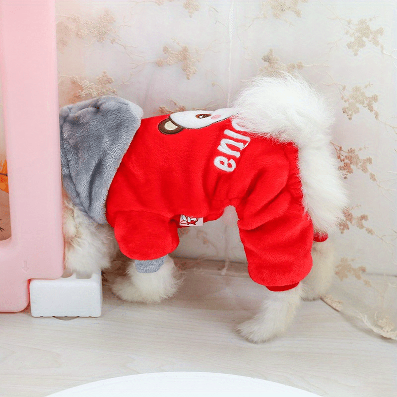 Small Breeds Warm Fleece-Lined Cuddle Comfort Dog Jumpsuit - Cozy Winter Pet Apparel with Snap Button Closure