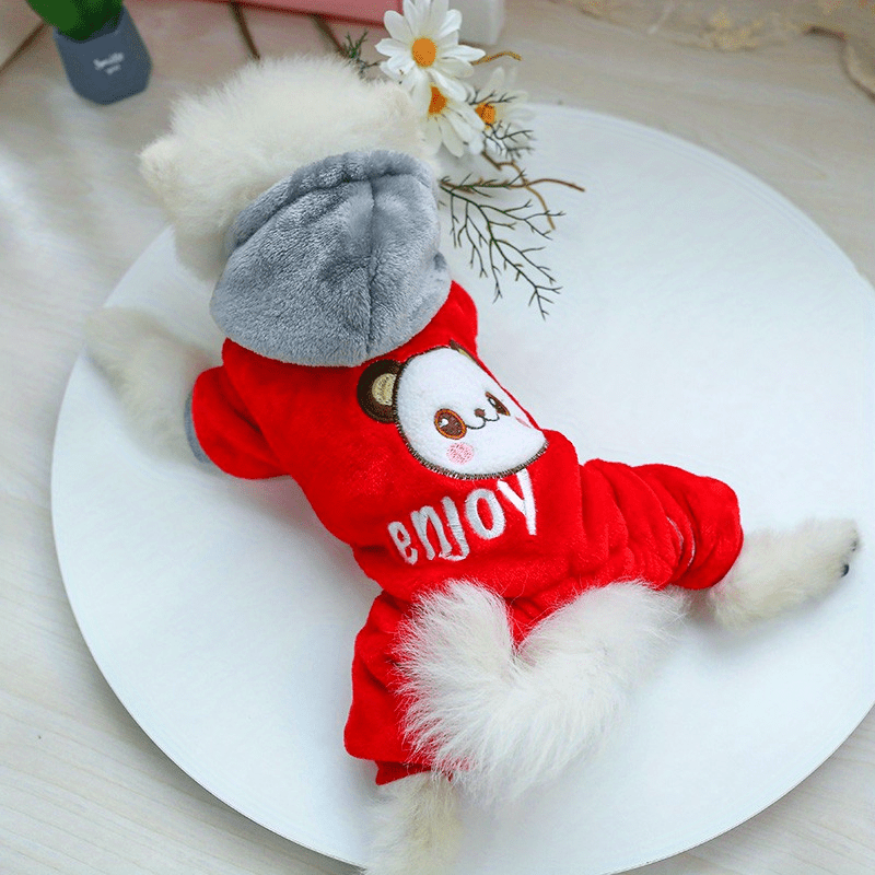 Small Breeds Warm Fleece-Lined Cuddle Comfort Dog Jumpsuit - Cozy Winter Pet Apparel with Snap Button Closure