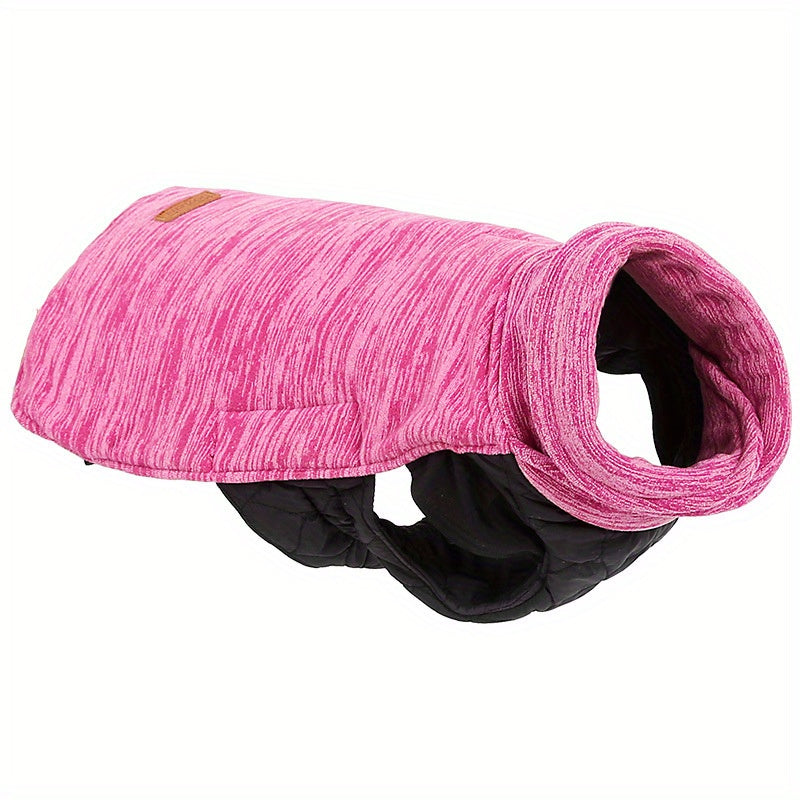 Small to Large Breeds Fleece-Lined Reversible Dog Jacket - Cozy Winter Pet Apparel with Long Neck Vest, Dual-Wear Design