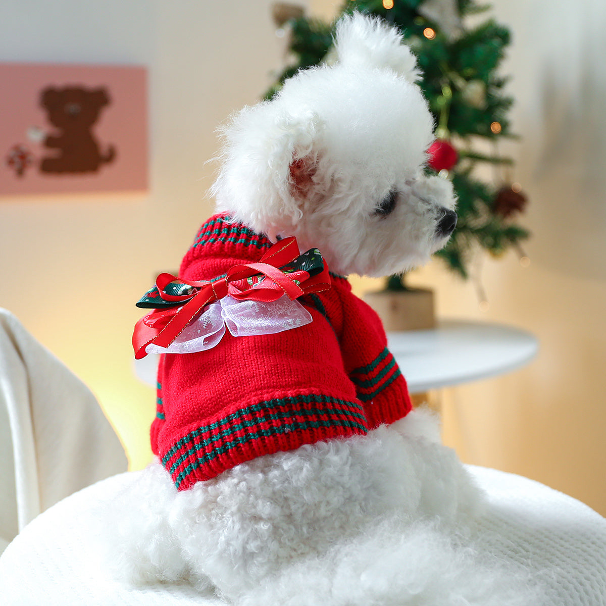 Holiday Cheer Dog Sweater - Cozy Acrylic Knit Pullover for Small Breeds, Comfortable & Warm Pet Apparel for Autumn & Winter