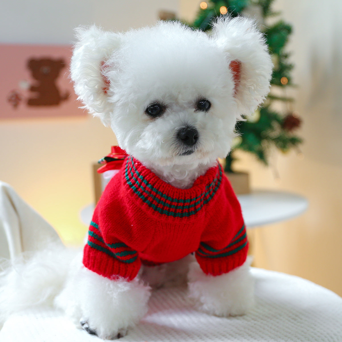 Holiday Cheer Dog Sweater - Cozy Acrylic Knit Pullover for Small Breeds, Comfortable & Warm Pet Apparel for Autumn & Winter