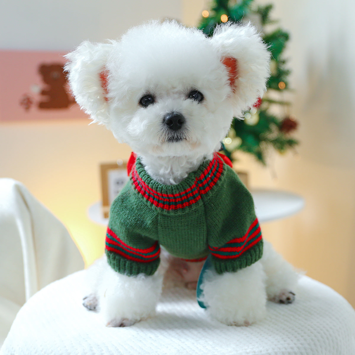 Holiday Cheer Dog Sweater - Cozy Acrylic Knit Pullover for Small Breeds, Comfortable & Warm Pet Apparel for Autumn & Winter