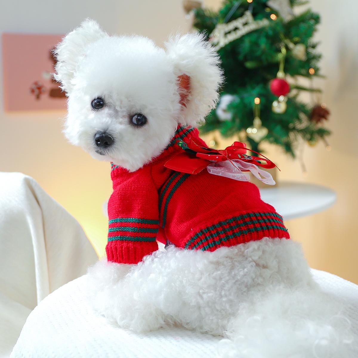 Holiday Cheer Dog Sweater - Cozy Acrylic Knit Pullover for Small Breeds, Comfortable & Warm Pet Apparel for Autumn & Winter