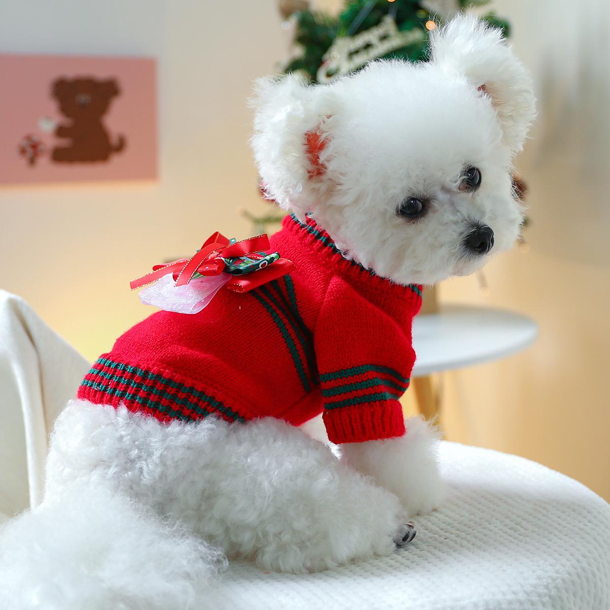Holiday Cheer Dog Sweater - Cozy Acrylic Knit Pullover for Small Breeds, Comfortable & Warm Pet Apparel for Autumn & Winter