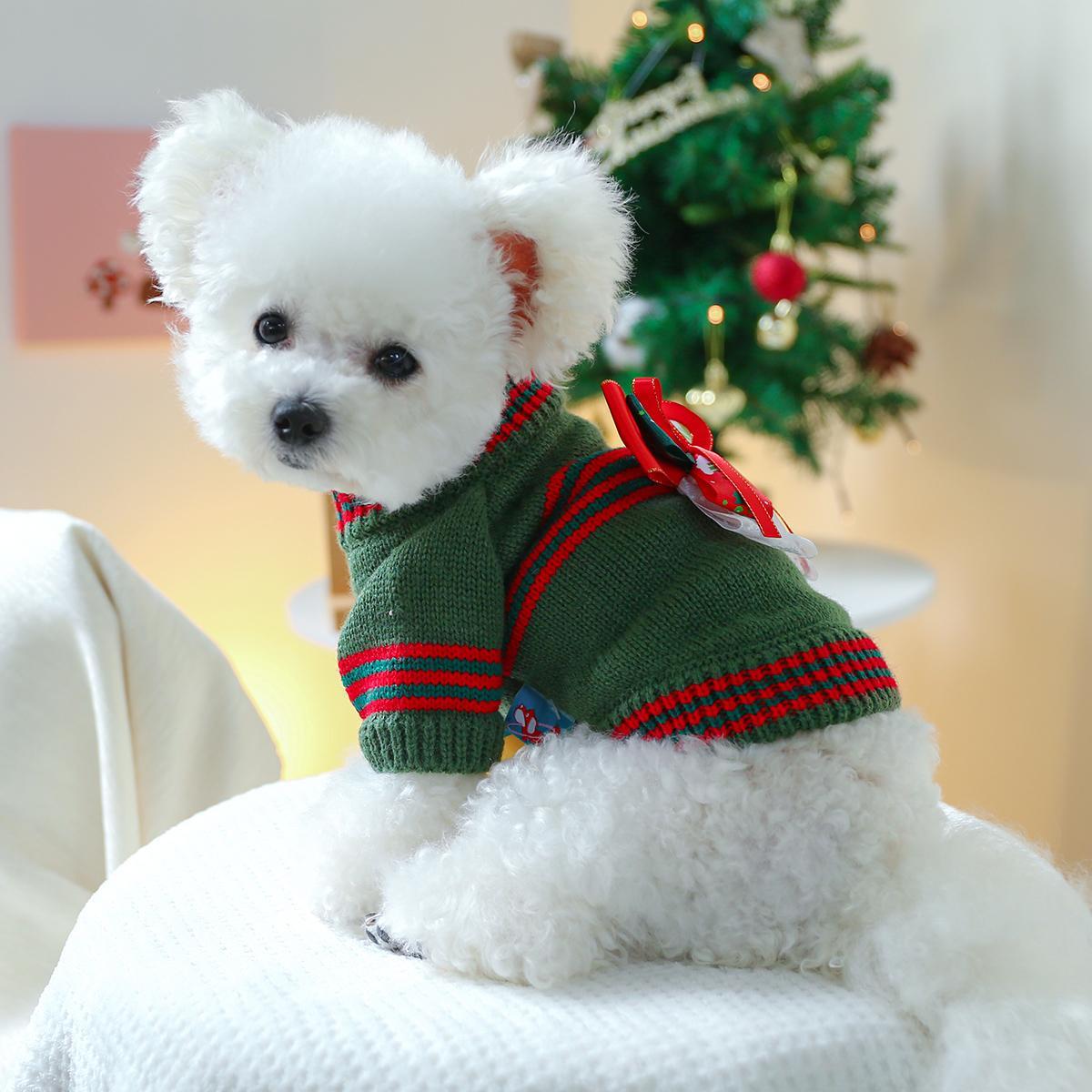 Holiday Cheer Dog Sweater - Cozy Acrylic Knit Pullover for Small Breeds, Comfortable & Warm Pet Apparel for Autumn & Winter