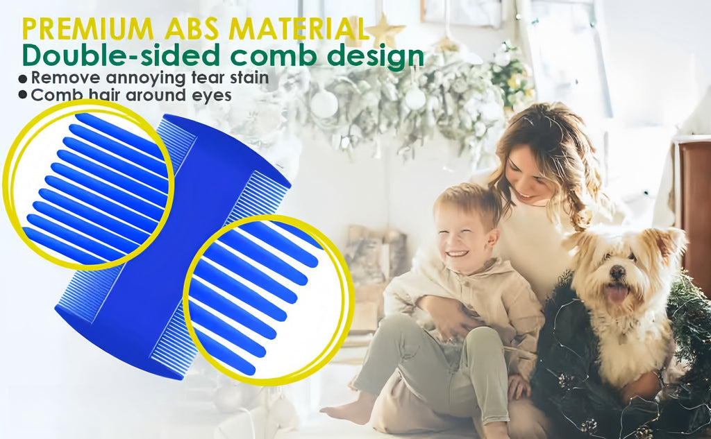 4pcs Flea & Lice Comb Set for Dogs and Cats - Stainless Steel, Blue, Double-Sided with Round Teeth, Ergonomic Handle, Professional Pet Grooming Tools, Ideal for All Pet Sizes, Pet Hygiene Essentials|Doublesided Comb|Durable P