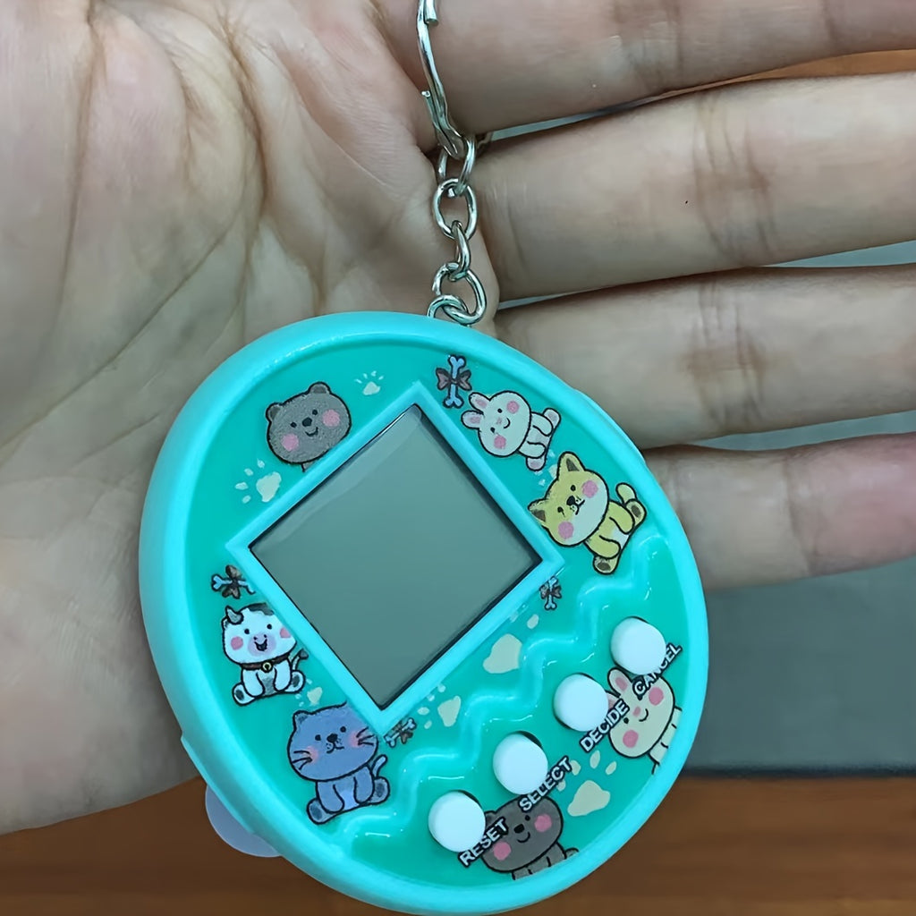 Holiday Gift Children's Electronic Pet Feeding Elf Virtual Pet Raising Mini Handheld Game Console Keychain Toy Raising Game Console