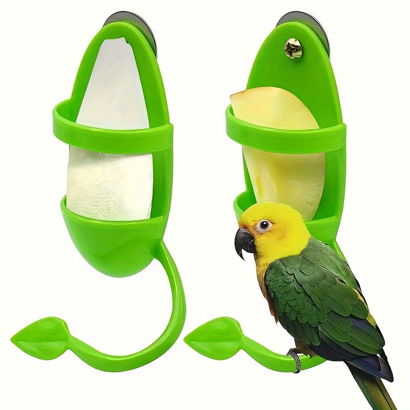 YIYUANPET Parrot Bird Feeder Toy, Plastic Fruit and Vegetable Basket with Calcium Station, Interactive Seed Caddy for Parakeets, Cockatiels, Lovebirds, with Easy Wall Mount Swing