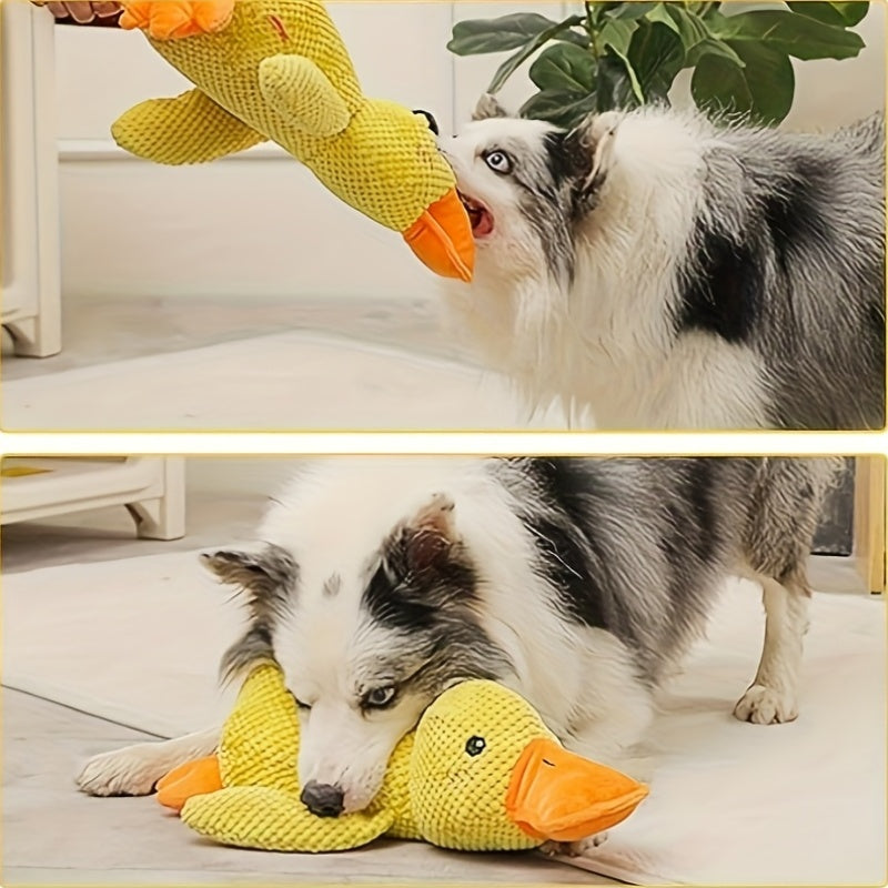 [Durable Duck Toy] Durable Yellow Punch Ya Duck Shaped Soft Toy | 1pc Interactive Chewing Dental Cleaning Pet Toy For Small To Medium Dogs, Relieves Boredom