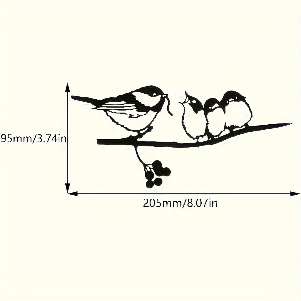 1pc Delightful Birds Silhouette Metal Decoration - Rustic Farmhouse Garden Accent, Feeding Bird Animal Stump Ornament, Durable Outdoor Decorative Art, Holiday Seasonal Decoration for Eid Al-Adha Mubarak and Beyond