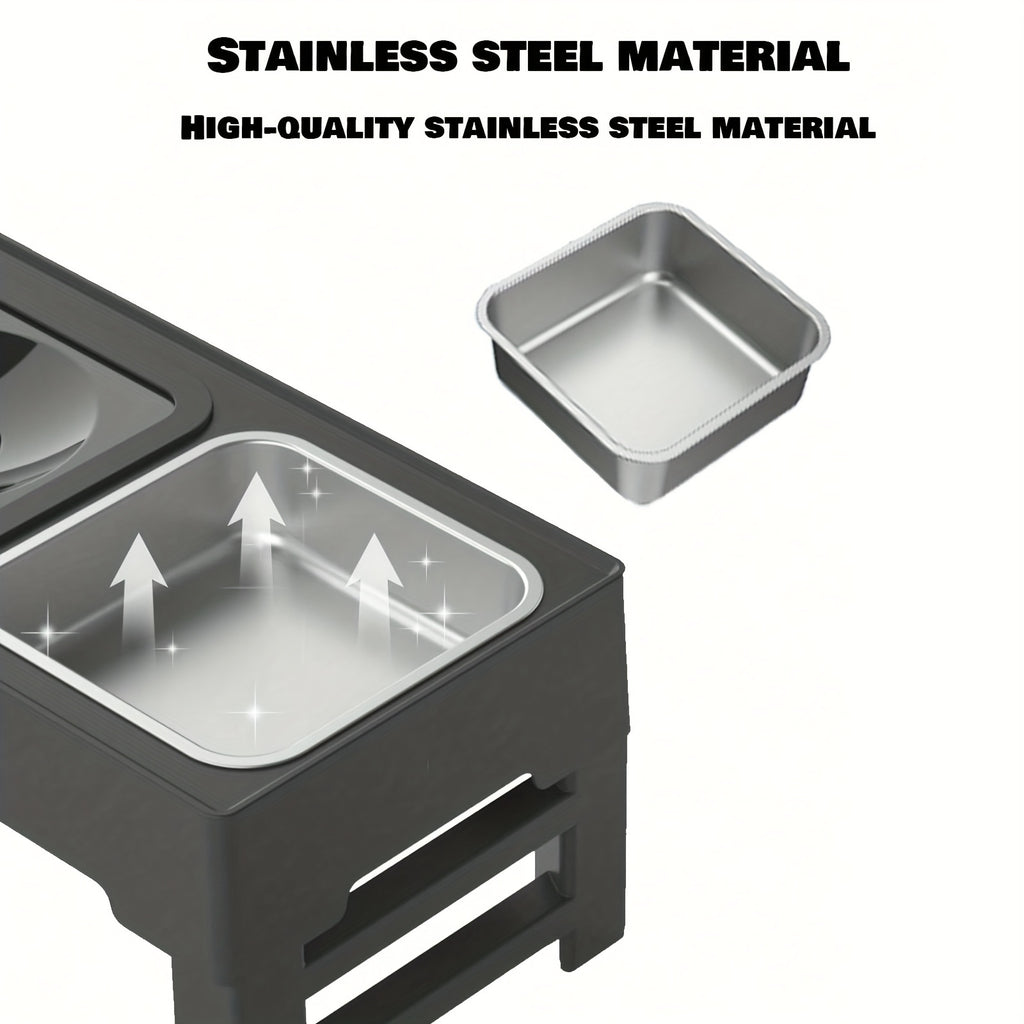 1pc Customizable 2-in-1 Adjustable Raised Dog Bowls with No Spill Design - Stainless Steel & Plastic, Ideal for Small, Medium, Large Dogs & Cats, Elevated Pet Feeding Station, Pet Feeding Station | Customizable Pet Accessorie