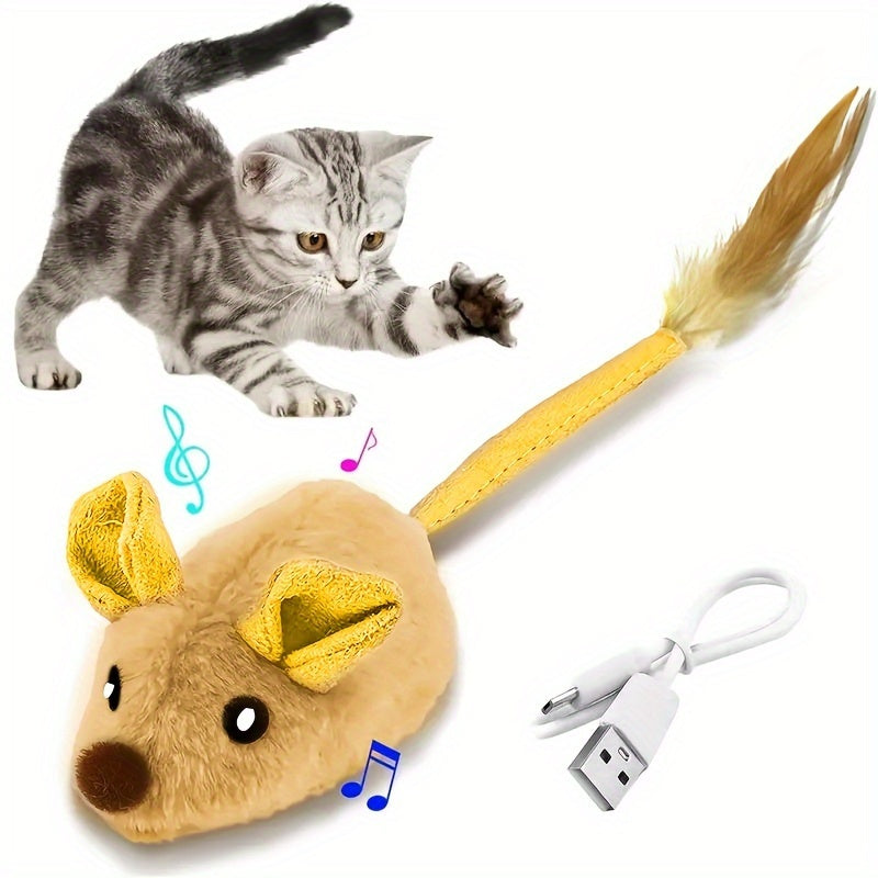 Cat toy electric charging LD light automatic obstacle avoidance plush mouse cat self high automatic relief from boredom and bite resistant pet toy