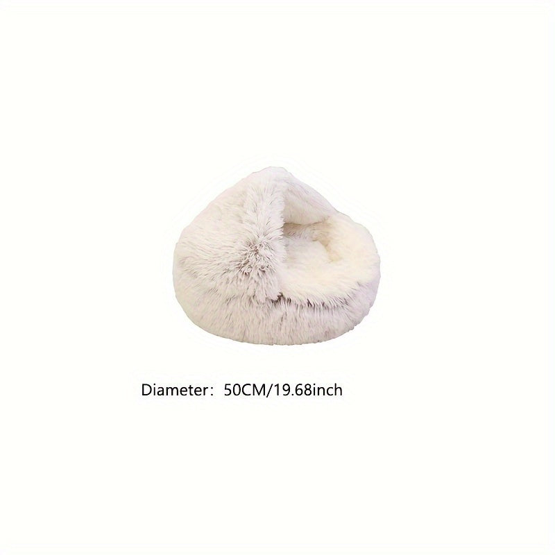 [Cozy Plush Donut Bed] Cozy Plush Donut Pet Bed - Easy Clean, Non-Slip Bottom Comfort Nest for Cats & Small Dogs
