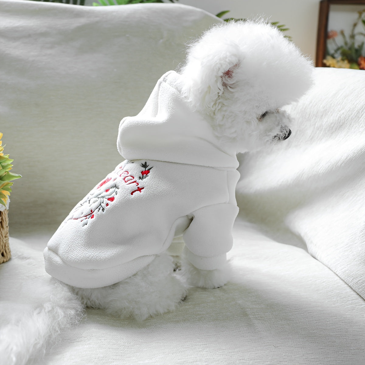 Cozy Fleece Dog Sweater - Sweetheart Design, Perfect for Small Breeds like Pomeranians & Schnauzers - Soft Knit Pullover Pet Apparel for Fall/Winter