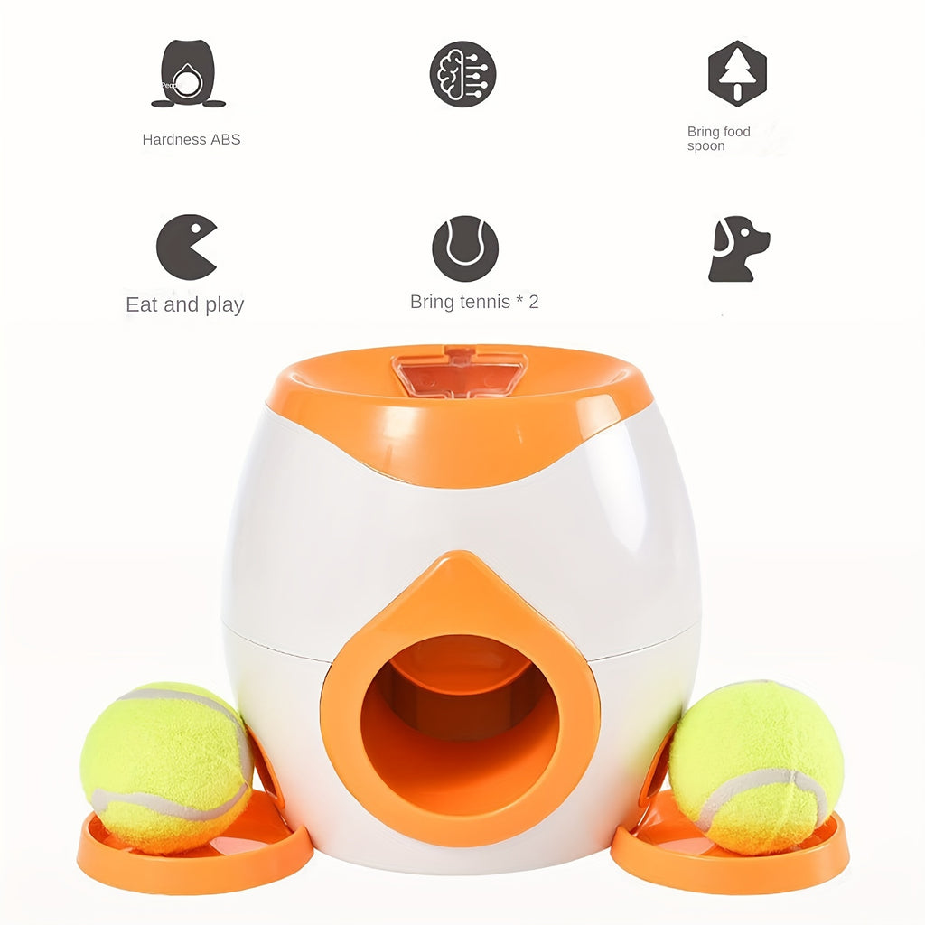 2-Ball Interactive Dog Ball Machine - Intelligent Food Dispenser, Tennis Ball Thrower, and Pet Toy for Training and Feeding - Indoor Use for Small and Large Dogs, Non-Automatic Launch, Adjustable Difficulty, Durable Construct